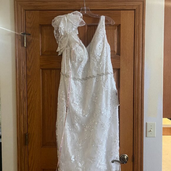 $538 NWT Mac Duggal 79337 Floral Embellished V-Neck Midi Size 14 - Picture 5 of 7